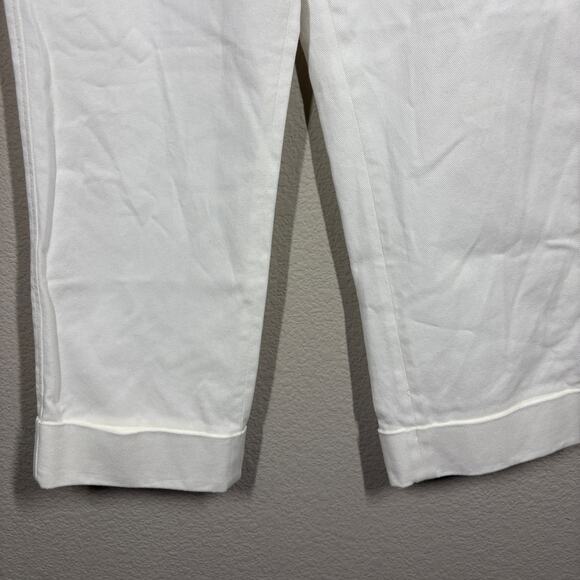 QL2 Quelledue Womens 42/6 US Maura Straight Cropped Cuffed Pants White Denim - Picture 4 of 9